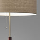 HomeRoots 66" Traditional Shaped Floor Lamp With Brown Drum Shade and Antiqued Finish