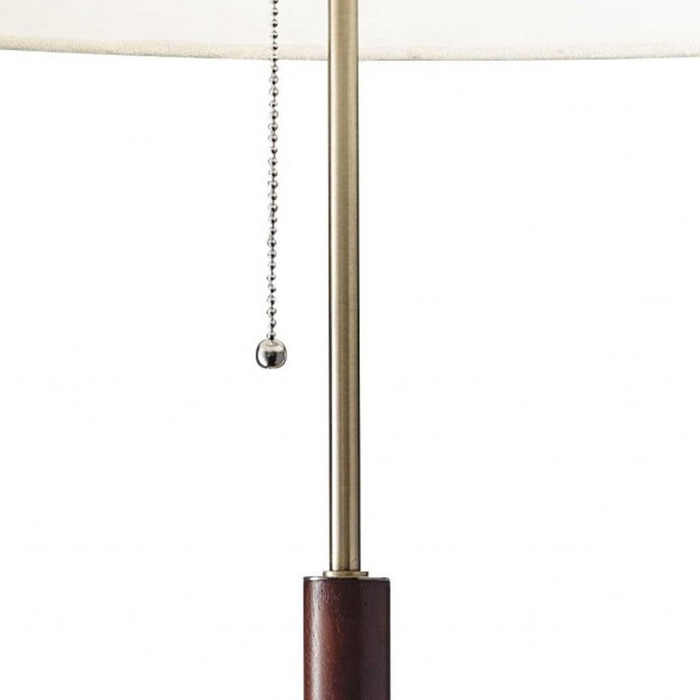 HomeRoots 66" Traditional Shaped Floor Lamp With Brown Drum Shade and Antiqued Finish