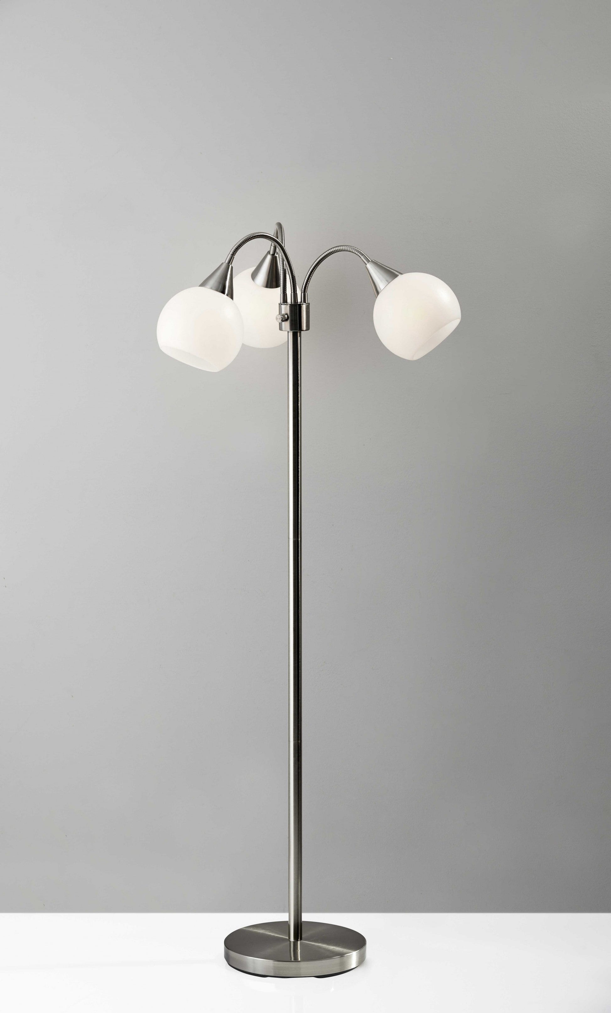 HomeRoots 66" Tree Floor Lamp With White Bowl Shade and Three Lights in Black Finish