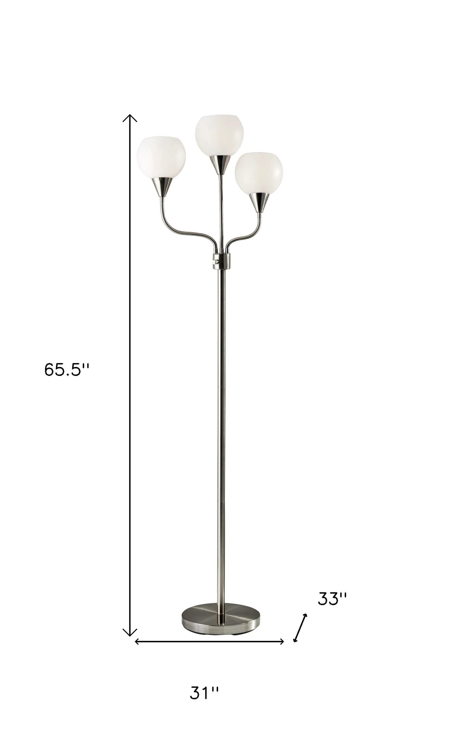 HomeRoots 66" Tree Floor Lamp With White Bowl Shade and Three Lights in Black Finish