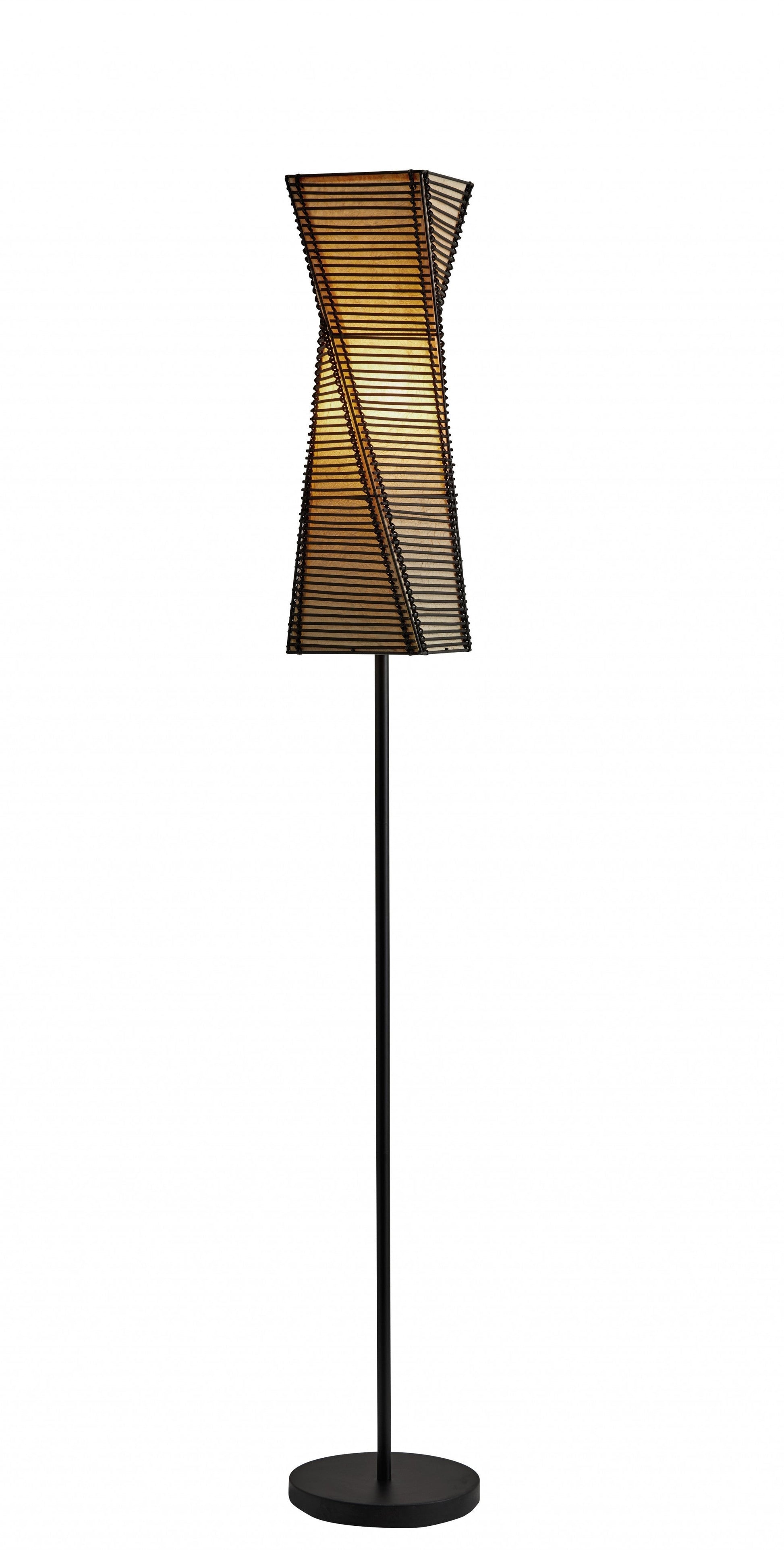 HomeRoots 68" Novelty Floor Lamp With White Novelty Shade and Black Finish