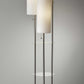 HomeRoots 68" Three Light Novelty Floor Lamp With White Drum Shade in Brushed Steel Finish