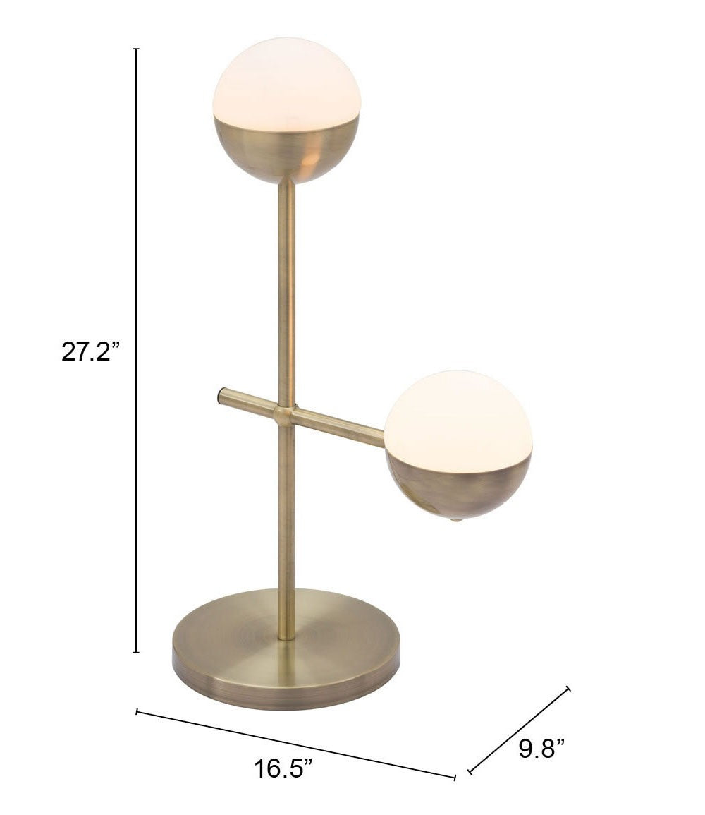 HomeRoots 69" Brass Metal Bedside Table Lamp With Off White Globe Shade