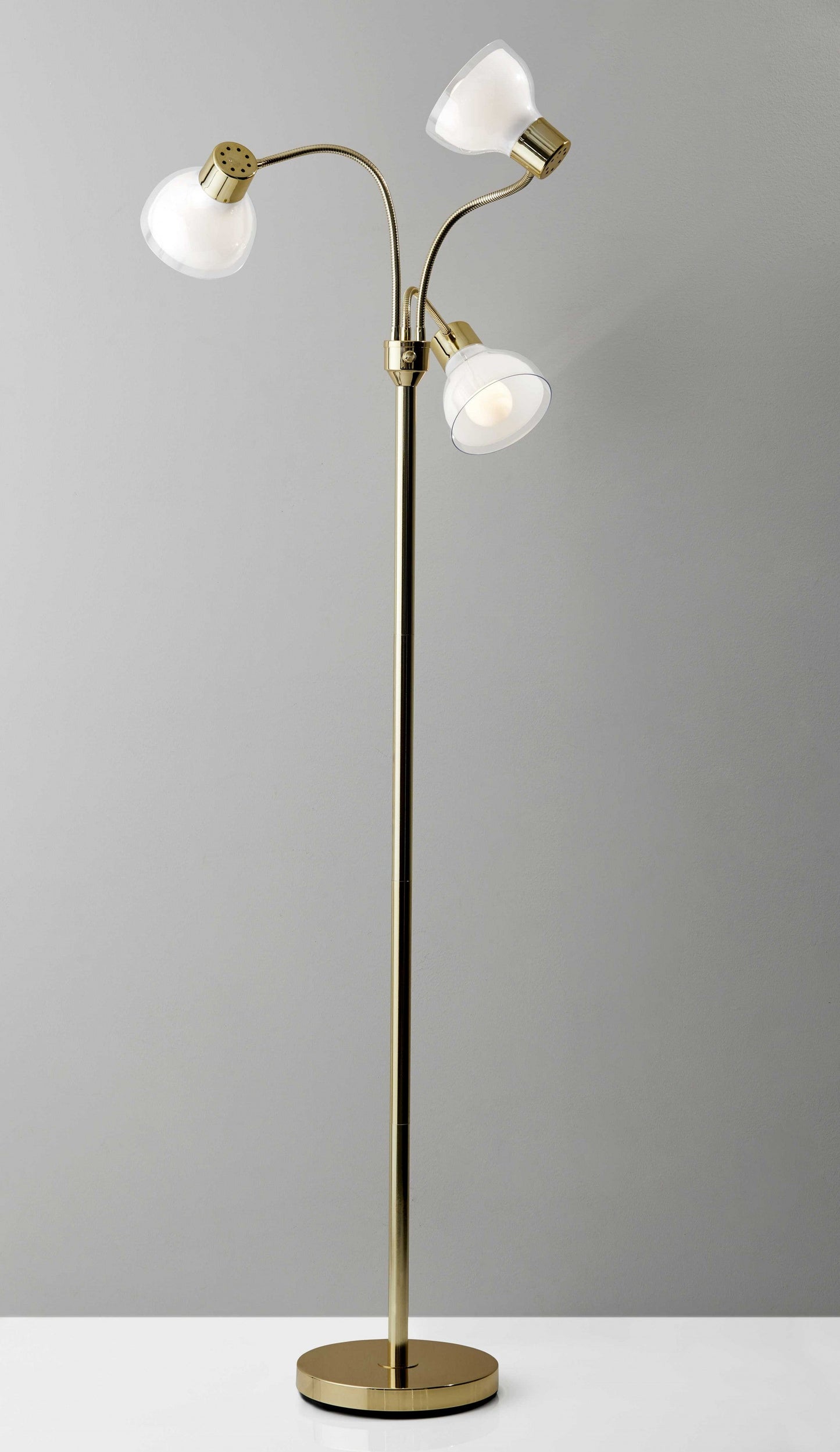 HomeRoots 69" Three Light Tree Floor Lamp With Clear Bowl Shade in Gold Finish