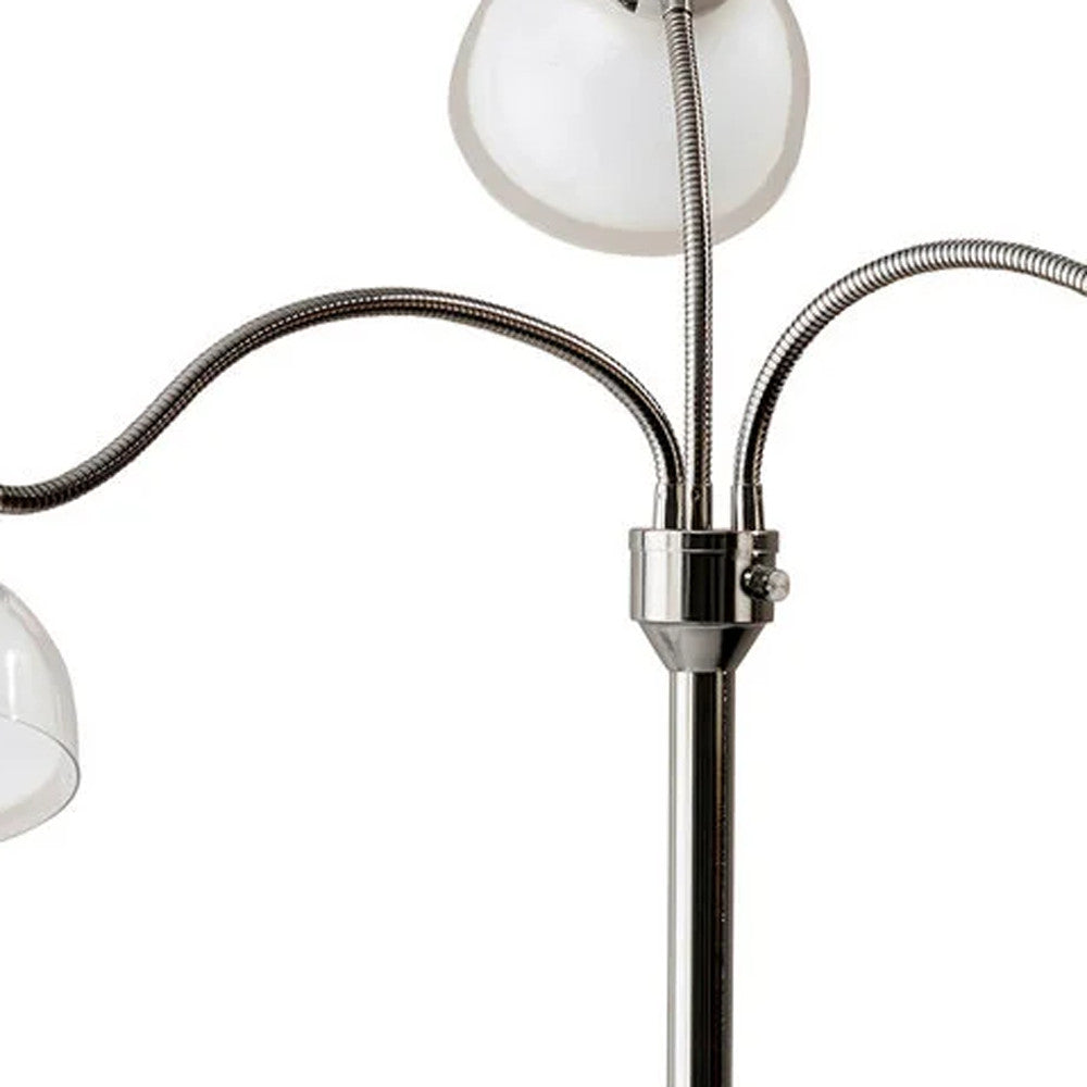 HomeRoots 69" Three Light Tree Floor Lamp With Clear Bowl Shade in Silver Finish