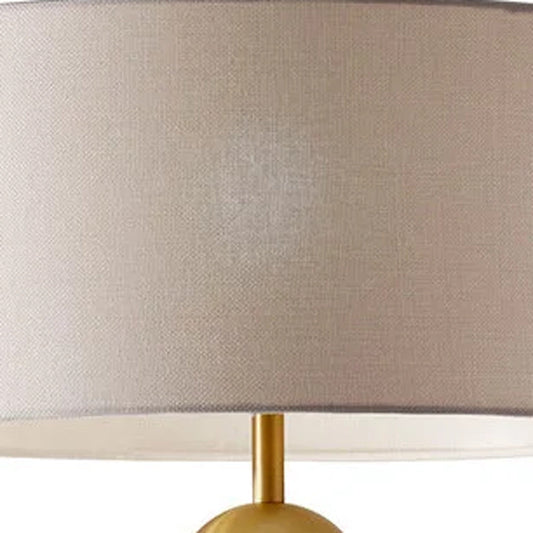 HomeRoots 69" Traditional Shaped Floor Lamp With White Drum Shade and Antiqued Brass Finish