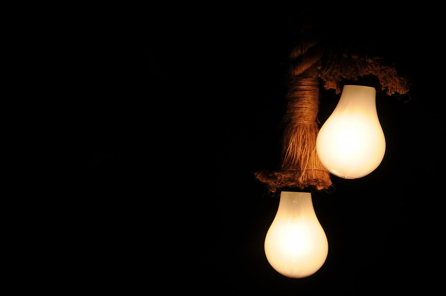 HomeRoots 7" x 7" x 43" Rope Pendant Lamp With Two Bulbs