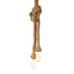 HomeRoots 7" x 7" x 43" Rope Pendant Lamp With Two Bulbs