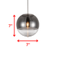 HomeRoots 7" x 7" x 7" Pendant Lamp With Clear Glass Finish