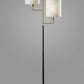 HomeRoots 70" Two Light Novelty Floor Lamp With White Drum Shade and Brass Finish