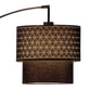 HomeRoots 71" Arched Floor Lamp With Brown Drum Shade and Black Finish