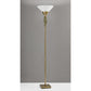 HomeRoots 71" LED Torchiere Floor Lamp With White Cone Shade in Brass Finish