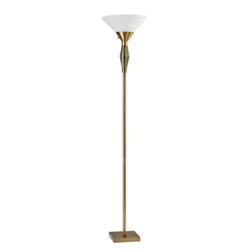 HomeRoots 71" LED Torchiere Floor Lamp With White Cone Shade in Brass Finish