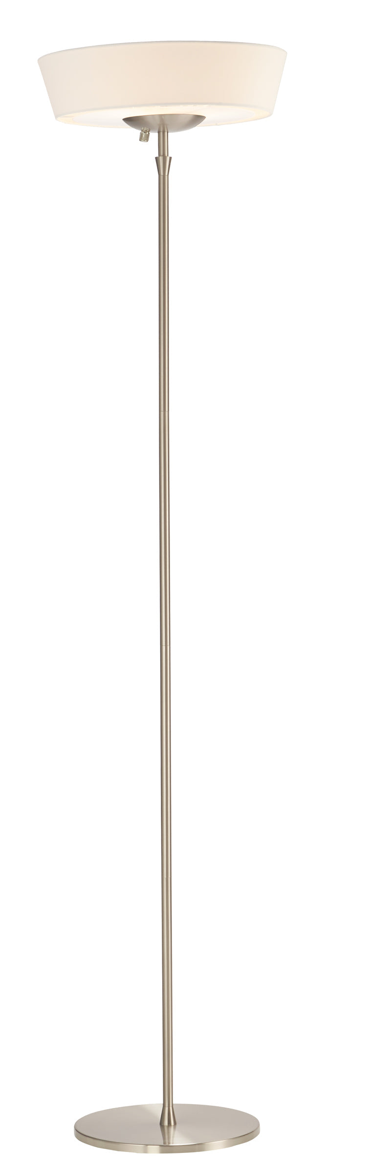 HomeRoots 71" LED Torchiere Floor Lamp With White Empire Shade in Brushed Silver Finish