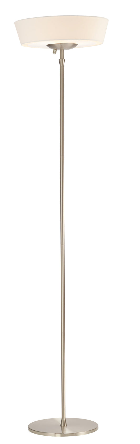 HomeRoots 71" LED Torchiere Floor Lamp With White Empire Shade in Brushed Silver Finish