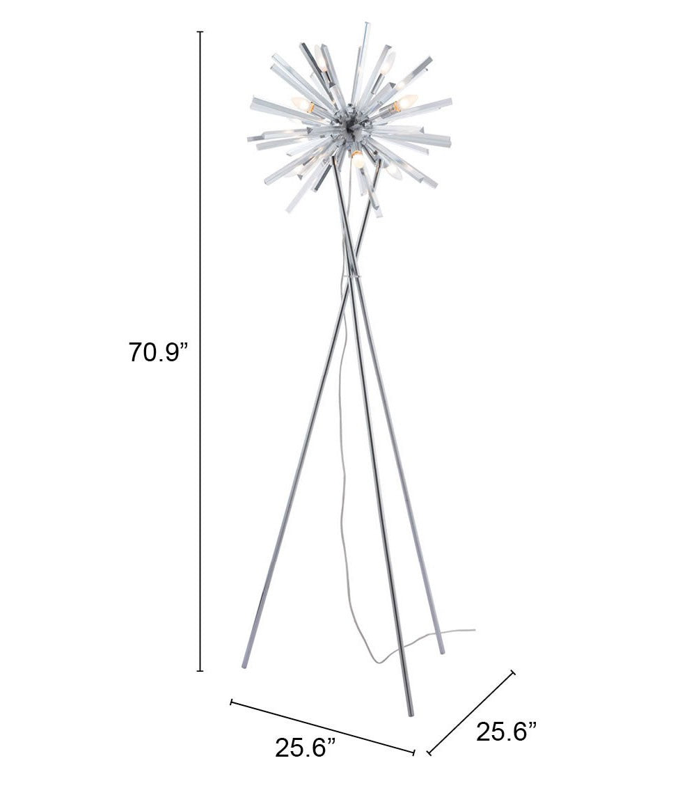 HomeRoots 71" Steel Multi Light Traditional Shaped Floor Lamp in Chrome Finish