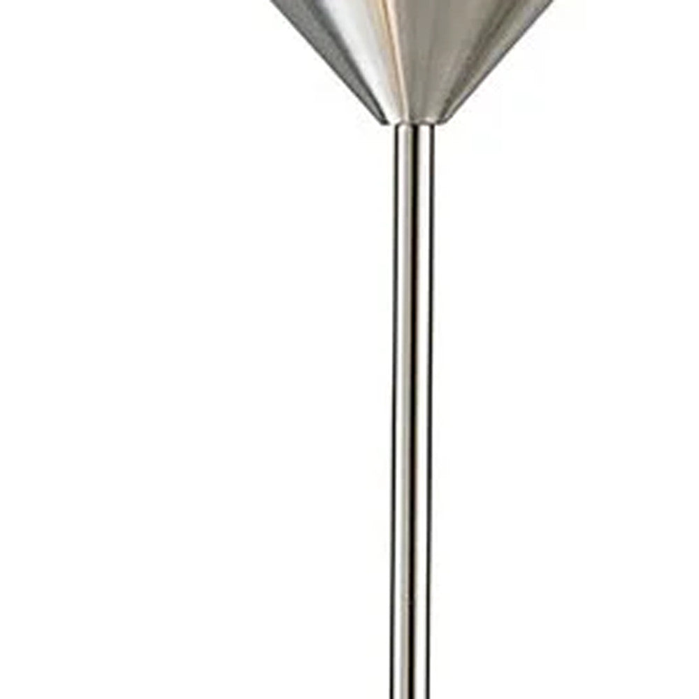 HomeRoots 71" Two Light Novelty Floor Lamp With White Bowl Shade in Brushed Silver Finish