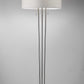 HomeRoots 71" Two Light Traditional Shaped Floor Lamp With White Drum Shade in Brushed Silver Finish