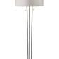 HomeRoots 71" Two Light Traditional Shaped Floor Lamp With White Drum Shade in Brushed Silver Finish