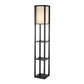 HomeRoots 72" Sleek Column Style Floor Lamp with Storage in Black Finish