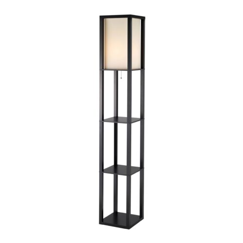 HomeRoots 72" Sleek Column Style Floor Lamp with Storage in Black Finish