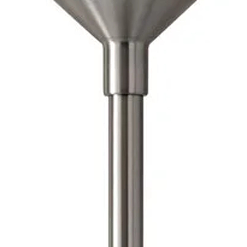 HomeRoots 73" Torchiere Floor Lamp With White Cone Shade and Brushed Silver Finish