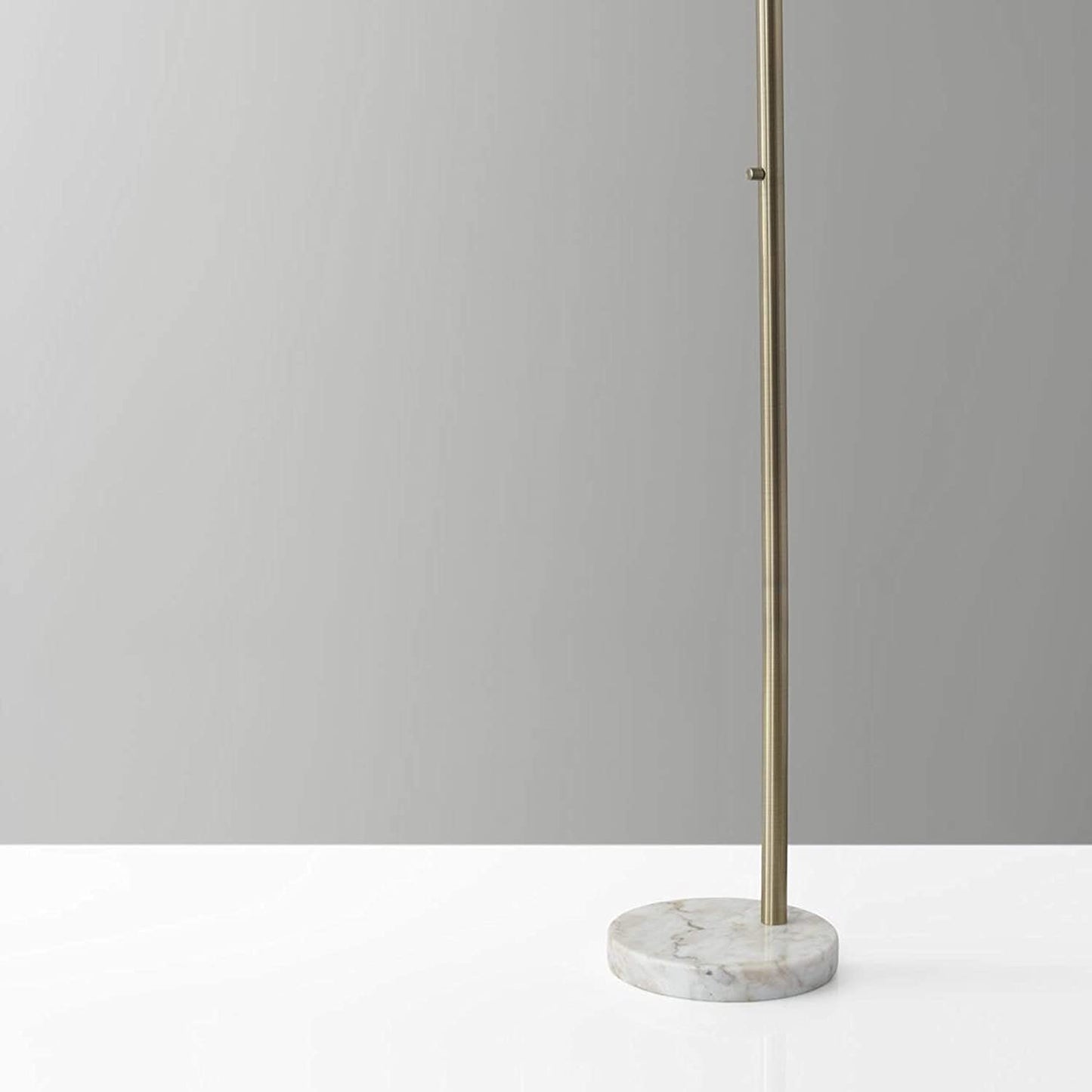 HomeRoots 74" Arc Floor Lamp With Off White Solid Color Drum Shade in Antique Brass Finish