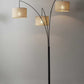 HomeRoots 74" Three Light Tree Floor Lamp With Beige Solid Color Drum Shade in Antique Bronze Finish