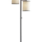 HomeRoots 74" Three Light Tree Floor Lamp With Off White Drum Shade and Antique Brass Finish