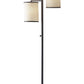 HomeRoots 74" Three Light Tree Floor Lamp With Off White Drum Shade and Antique Brass Finish