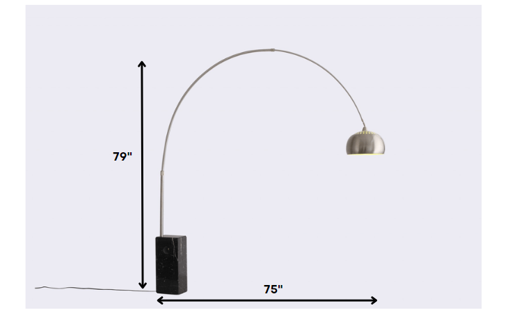 HomeRoots 75" x 79" Aluminum Floor Lamp in Black Finish