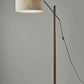 HomeRoots 77" Swing Arm Floor Lamp With Beige Drum Shade and Black Finish