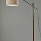 HomeRoots 77" Swing Arm Floor Lamp With Beige Drum Shade and Black Finish