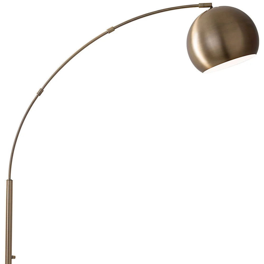 HomeRoots 78" Brass Arc Floor Lamp With Brass Solid Color Bowl Shade