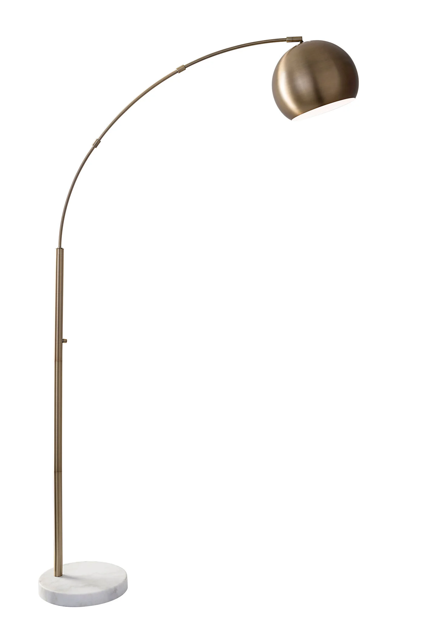 HomeRoots 78" Brass Arc Floor Lamp With Brass Solid Color Bowl Shade