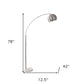 HomeRoots 78" Steel Arc Floor Lamp With Bowl Shade in Brushed Silver Finish