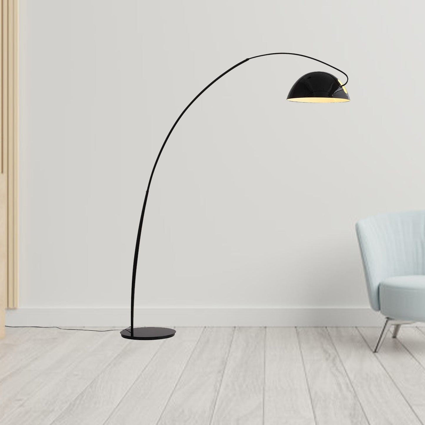 HomeRoots 79" x 90.5" Aluminum Floor Lamp in Black Finish