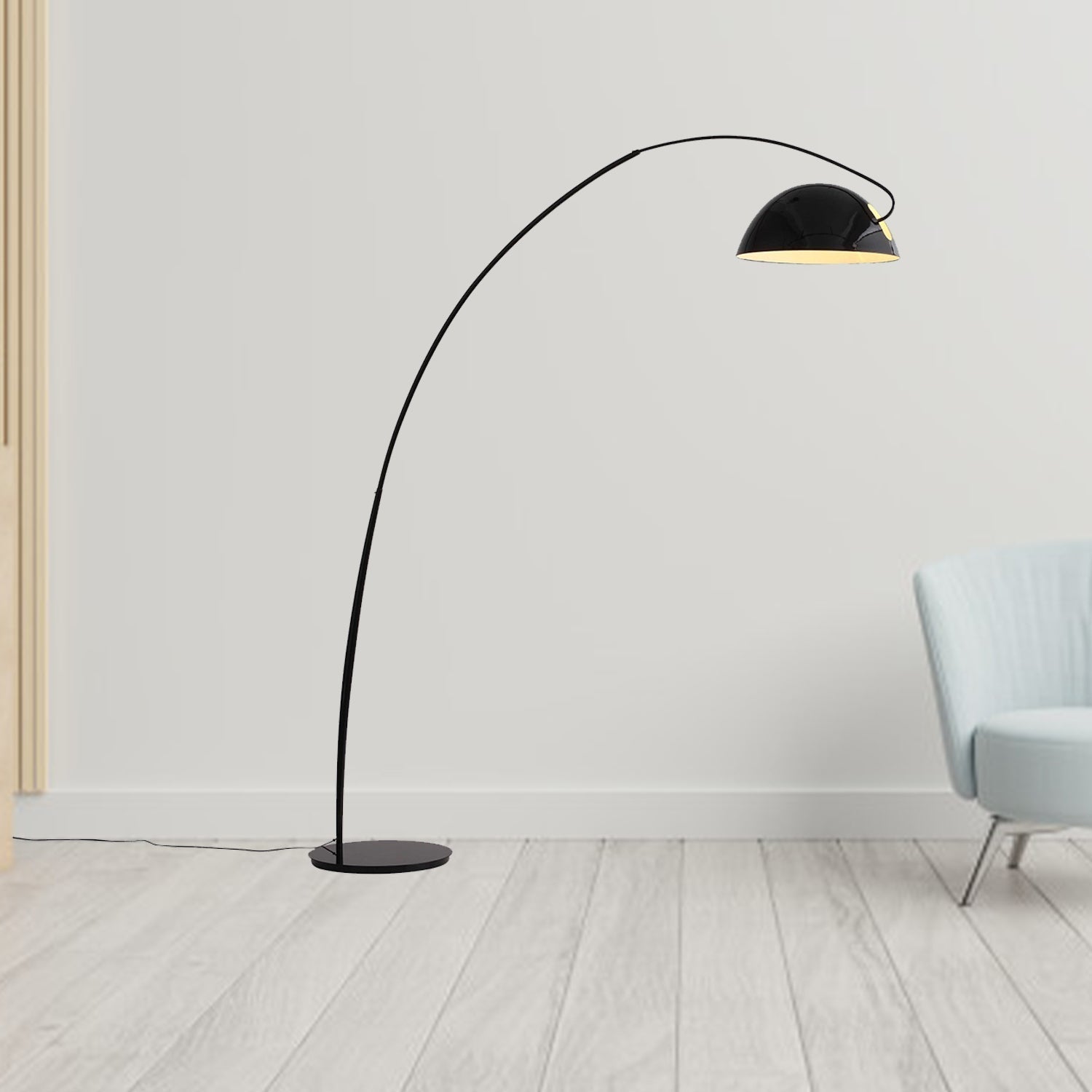 HomeRoots 79" x 90.5" Aluminum Floor Lamp in Black Finish