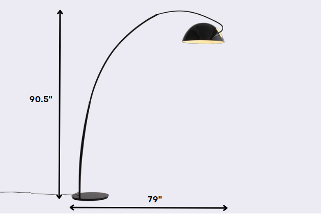 HomeRoots 79" x 90.5" Aluminum Floor Lamp in Black Finish