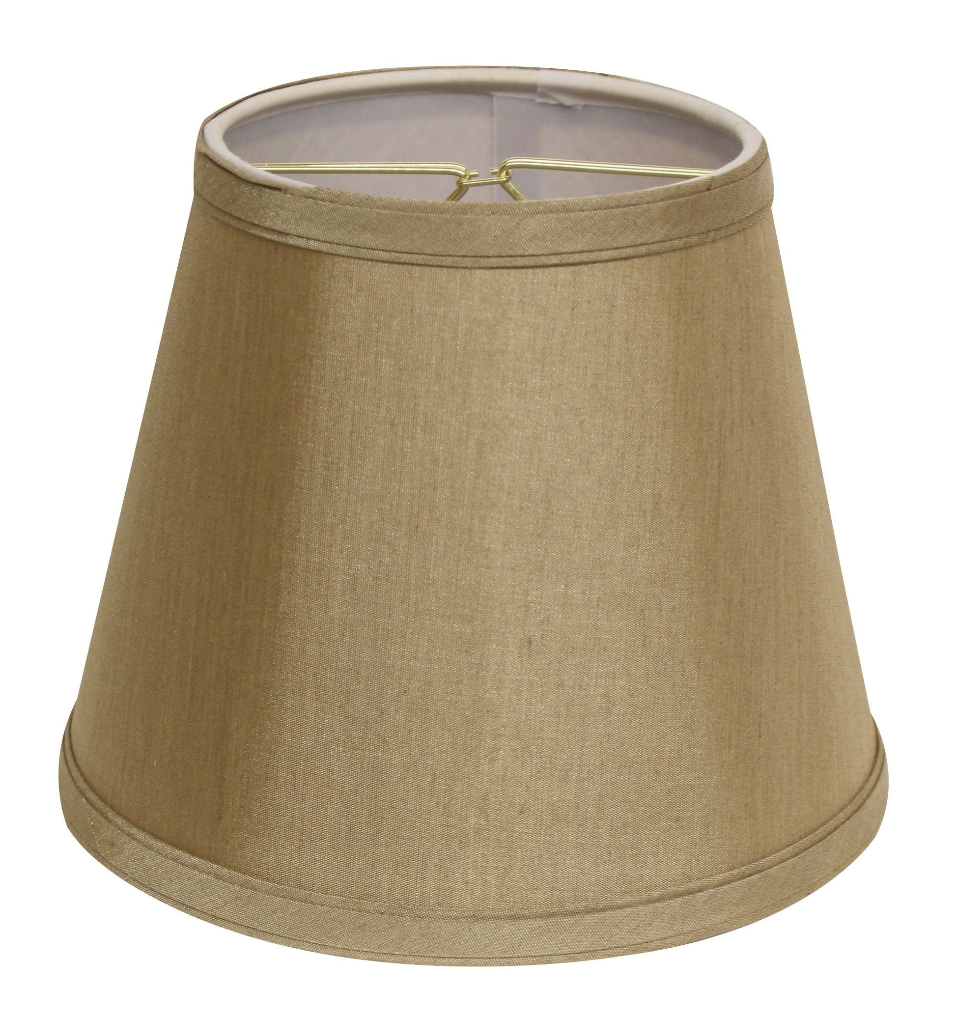 HomeRoots 8" Empire Hardback Slanted No Slub Lampshade in Pale Brown Finish