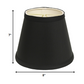 HomeRoots 8" Empire Hardback Slanted Shantung Lampshade in Black Finish With White Lining