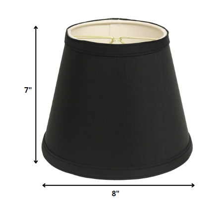 HomeRoots 8" Empire Hardback Slanted Shantung Lampshade in Black Finish With White Lining