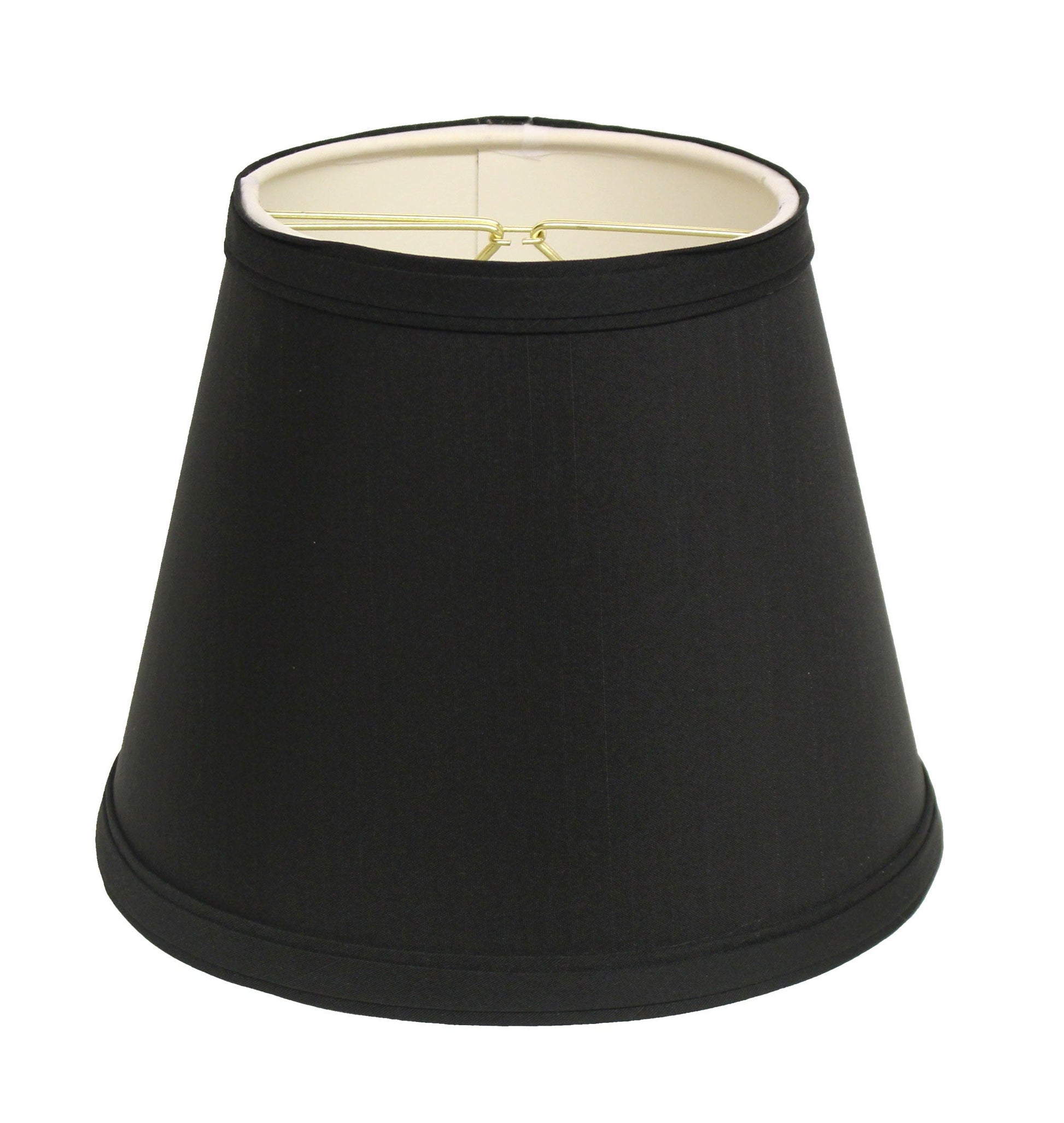 HomeRoots 8" Empire Hardback Slanted Shantung Lampshade in Black Finish With White Lining