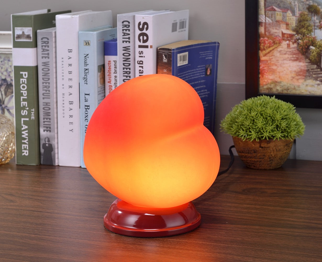 HomeRoots 8" Glowing Heart Shaped Table Lamp in Red Finish