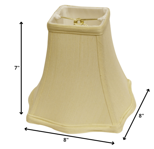 HomeRoots 8" Premium Square Monay Shantung Lampshade in Antique White Finish