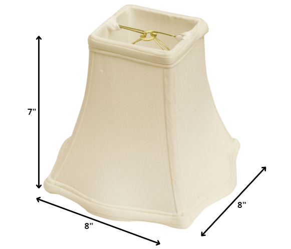HomeRoots 8" Premium Square Monay Shantung Lampshade in White Finish