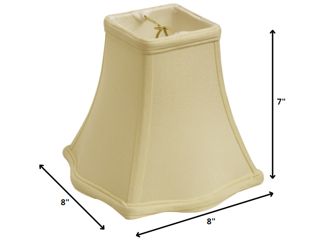 HomeRoots 8" Premium Square No Slub Lampshade in Ivory Finish