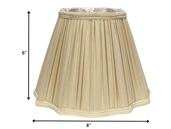 HomeRoots 8" Slanted Fancy Square Shantung Lampshade in Pearl Grey Finish