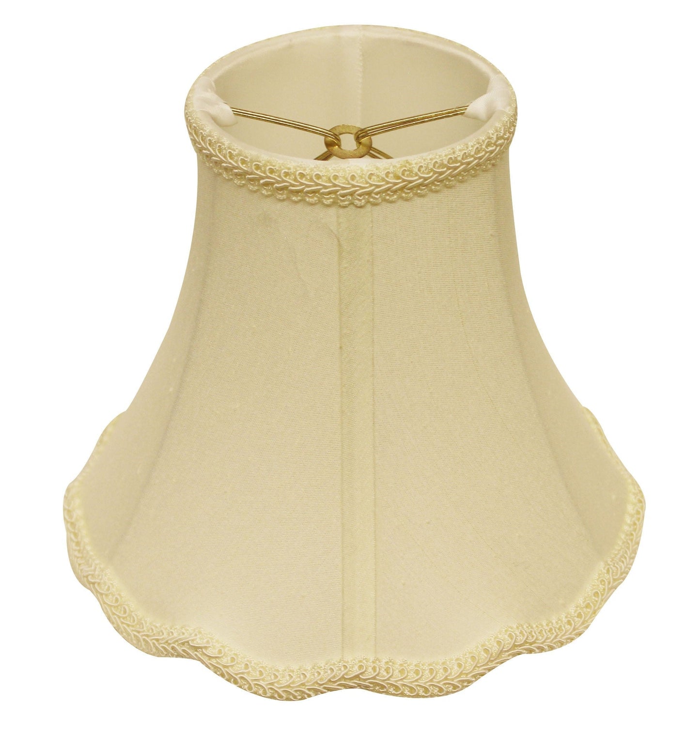 HomeRoots 8" Slanted Scallop Bell Monay Shantung Lampshade in Ivory Finish