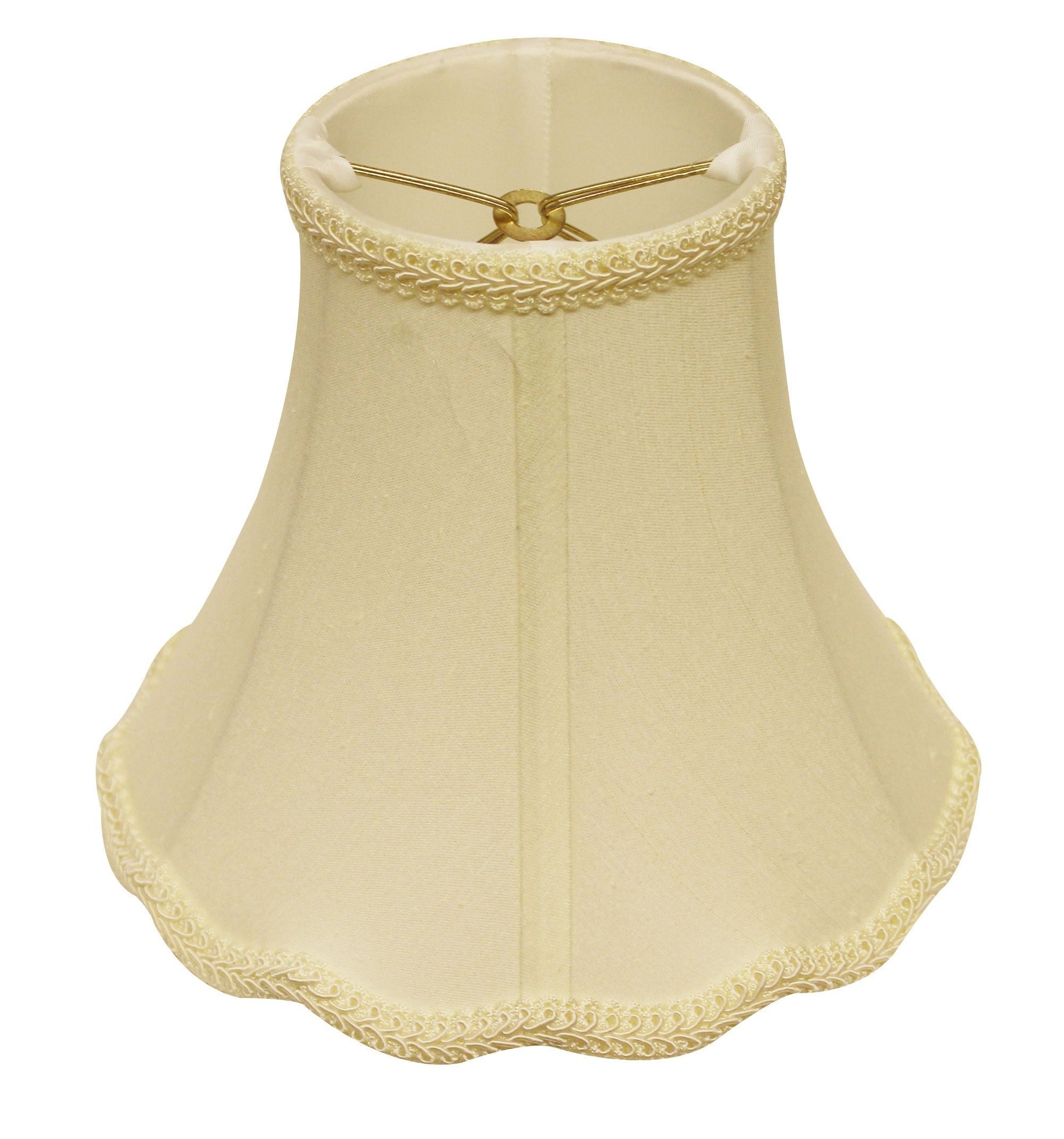 HomeRoots 8" Slanted Scallop Bell Monay Shantung Lampshade in Ivory Finish